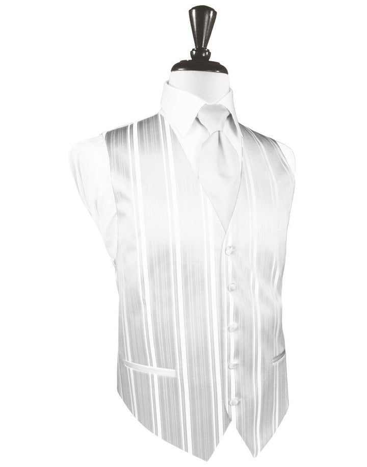 White Striped Satin Vest