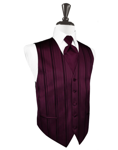 Wine Striped Satin Vest