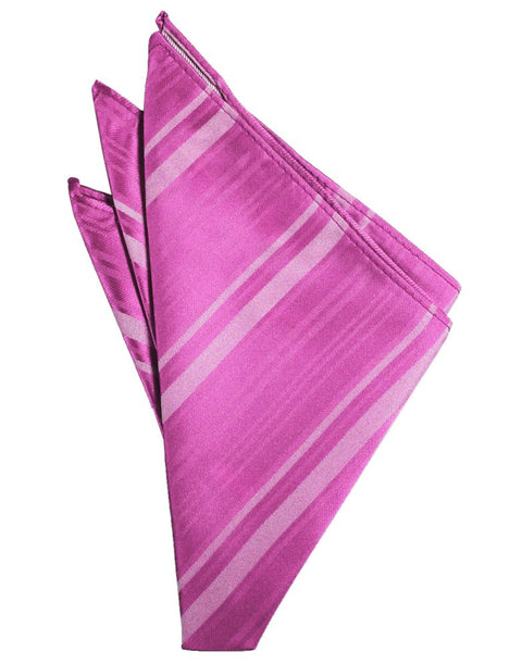 Fuchsia Striped Satin Pocket Square