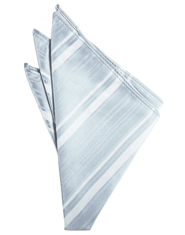 Light Blue Striped Satin Pocket Square