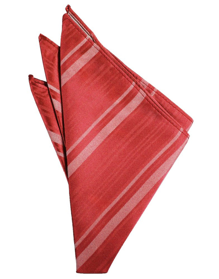Persimmon Striped Satin Pocket Square