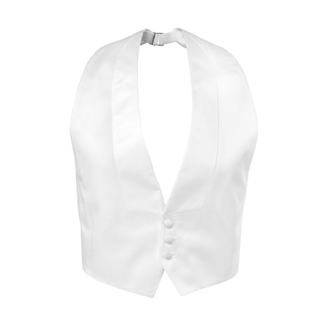 White Low-Cut Satin Vest