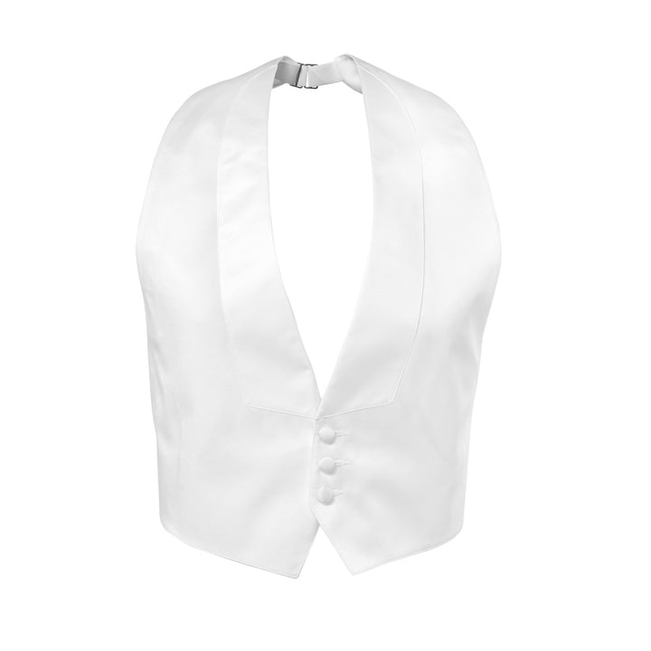 White Low-Cut Satin Vest