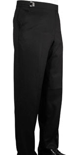 Black Wool Flat Front Suit Pants - Slim Fit